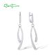 SANTUZZA 925 Sterling Silver Long Earrings White Cubic Zirconia Fine Jewelry