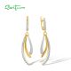 SANTUZZA 925 Sterling Silver Dangling Earrings White CZ Fine Jewelry