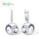 SANTUZZA 925 Sterling Silver Earrings Black Spinel Blue White CZ Dolphin Ocean Fine Jewelry