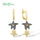 SANTUZZA 925 Sterling Silver Dangling Earrings Blue Nano And White CZ Star Fish Fine Jewelry