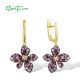 SANTUZZA 925 Sterling Silver Earrings Created Ruby Pink Sapphire White CZ Jewelry