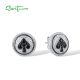 SANTUZZA 925 Sterling Silver Stud Earrings White Cubic Zirconia Black Heart Jewelry