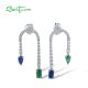 SANTUZZA 925 Sterling Silver Dangling Earrings Blue&Green Stone Jewelry