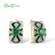 SANTUZZA 925 Sterling Silver Earrings Green Spinel Enamel Solitaire Jewelry