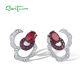 SANTUZZA 925 Sterling Silver Earrings Created Ruby White CZ Jewelry