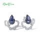 SANTUZZA 925 Sterling Silver Earrings Blue Nano Cubic Zirco Jewelry