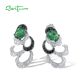 SANTUZZA 925 Sterling Silver Earrings Green Black Spinel  Jewelry