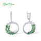 SANTUZZA 925 Sterling Silver Dangling Earrings Green Spinel White CZ Jewelry