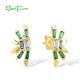 SANTUZZA 925 Sterling Silver Stud Earrings Green Blue Spinel Jewelry