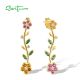 SANTUZZA 925 Sterling Silver Dangling Stud Earrings Multicolor Gems Fine Jewelry