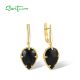 SANTUZZA 925 Sterling Silver Dangling Earrings Black Agate Jewelry