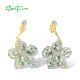 SANTUZZA 925 Sterling Silver Dangling Earrings Green Spinel Flower Jewelry