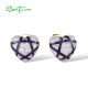 SANTUZZA 925 Sterling Silver Earrings White CZ Blue Enamel Heart Jewelry