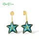 SANTUZZA Real 925 Sterling Silver Stud Earrings Green Spinel Enamel Star Fish Summer New Jewelry