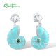 SANTUZZA 925 Sterling Silver Stud Earrings Green Spinel Enamel Sea Snail  Summer New Jewelry