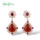 SANTUZZA 925 Sterling Silver Drop Earrings Dyed Red Agate Created Ruby Jewelry