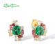 SANTUZZA 925 Sterling Silver Stud Earrings Colorful Gem Stones Starry Jewelry