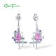 SANTUZZA 925 Sterling Silver Drop Earrings Multi-Gems Jewelry