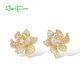 SANTUZZA 925 Sterling Silver Earrings Sparkling White CZ Flower Jewelry