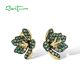 SANTUZZA 925 Sterling Silver Earrings Green Spinel Exaggerate Lili Flower Jewelry