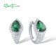 SANTUZZA 925 Sterling Silver Hoop Earrings White CZ Green Spinel Jewelry