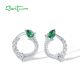 SANTUZZA 925 Sterling Silver Stud Earrings White CZ Green Spinel Drop Round Jewelry