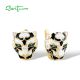 SANTUZZA 925 Sterling Silver Earrings Green Spinel White Black Leopard Enamel Fine Jewelry