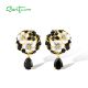 SANTUZZA 925 Sterling Silver Drop Earrings White&Black Flower Enamel Jewelry