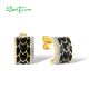 SANTUZZA 925 Sterling Silver Earrings White CZ Black Enamel Neutral Style Jewelry