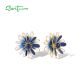 SANTUZZA 925 Sterling Silver Earrings Blue White Enamel Daisy Flower Jewelry