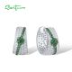 SANTUZZA 925 Sterling Silver Clip Earrings White CZ Green Spinel Jewelry