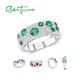 SANTUZZA 925 Sterling Silver Rings Created Ruby Green Spinel Blue Cubic Zirconia Jewelry