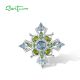 SANTUZZA 925 Silver Brooch Sparkling Blue & Green Stone Jewelry