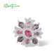 SANTUZZA 925 Silver Brooch Sparkling White CZ Red Purple Stone Jewelry