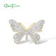 SANTUZZA 925 Silver Brooch White Cubic Zirconia Butterfly Birthday Gifts Jewelry