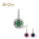 SANTUZZA 14K 585 Yellow/ Rose Gold Pendant Round Emerald/ Blue Sapphire/ Ruby Diamond Chic Fine Jewelry