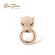  SANTUZZA 14K 585 Rose Gold Leopard Pendant Emerald Diamond Fine Jewelry