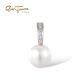 SANTUZZA 14K 585 Rose Gold Pendant Diamond Fresh Water Pearl Fine Jewelry