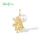 SANTUZZA 925 Sterling Silver Pendant Pearl Gold Color Gemini Zodiac Twelve Constellation Charm Jewelry