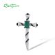 SANTUZZA 925 Sterling Silver Cross Pendant White CZ Black Spinel Green Chalcedony Jewelry