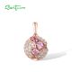 SANTUZZA  925 Sterling Silver Pendant Ball Created Pink Sapphire White CZ Fine Jewelry