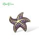 SANTUZZA 925 Sterling Silver Pendant Amethyst CZ Lab Created Pink Sapphire Star Fish Fine Jewelry