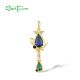 SANTUZZA 925 Sterling Silver Pendant Blue Green Stones White CZ Fish Pendant Fine Jewelry