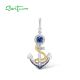 SANTUZZA 925 Sterling Silver Pendant White Blue Nano CZ Gold Color Anchor Pendant Sea Fine Jewelry