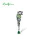 SANTUZZA 925 Sterling Silver Pendant Black Color Leopard Green Spinel Animal Fine Jewelry