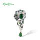 SANTUZZA 925 Sterling Silver Pendant White CZ Green Spinel Lapard Animal Fine Jewelry