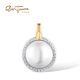 SANTUZZA 14K 585 Yellow Gold Pendant Diamond Fresh Water Pearl Fine Jewelry