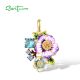 SANTUZZA Real 925 Sterling Silver Pendant For Women Yellow Nano Blue Stone Purple Flower Delicate Fine Jewelry Handmade Enamel