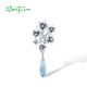 SANTUZZA 925 Sterling Silver Pendant Blue Stones White CZ Enamel Flower Pendant Fine Jewelry