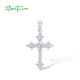 SANTUZZA 925 Sterling Silver Pendant White Cubic Zirconia Cross Pendant Jewelry